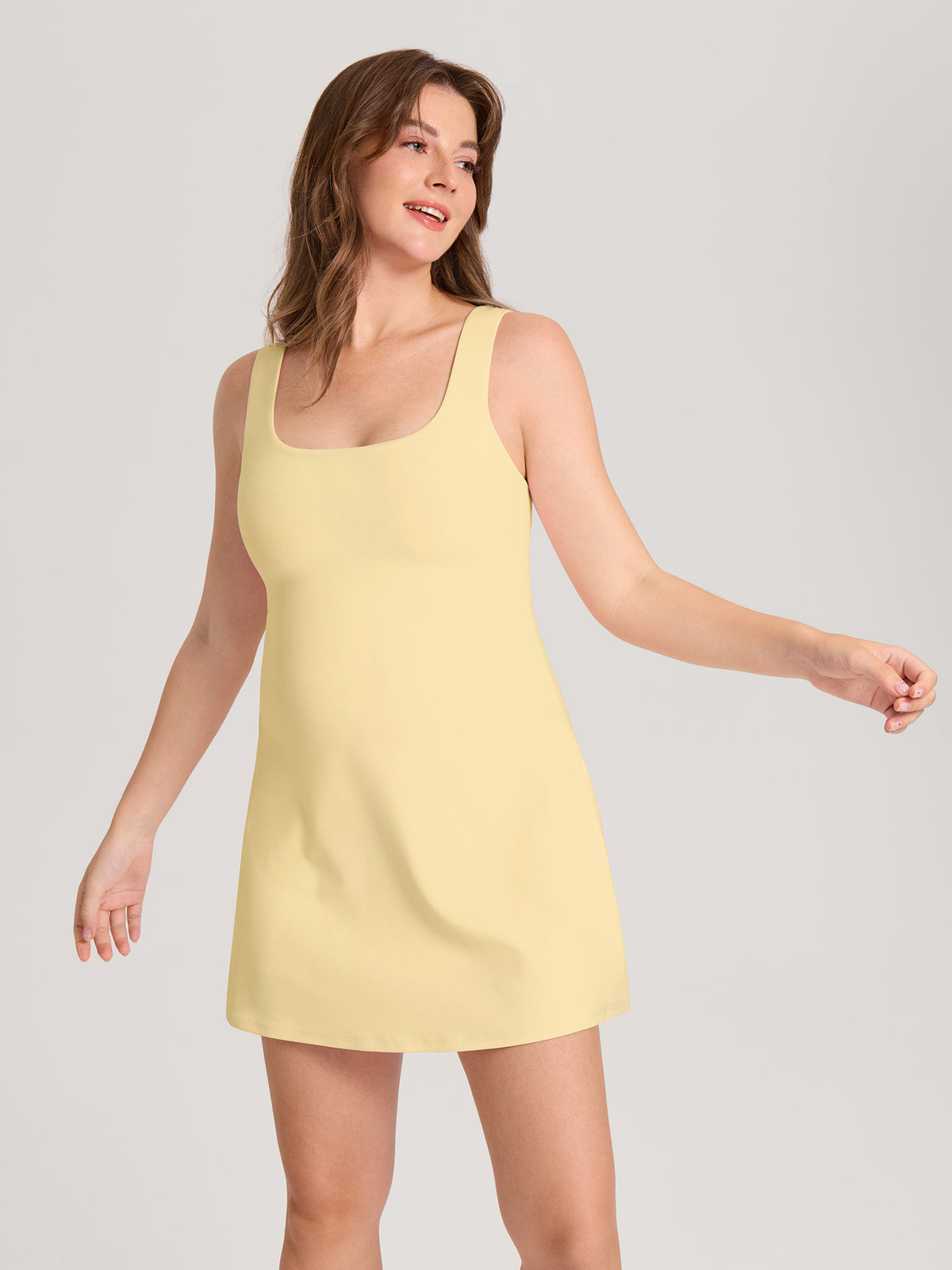 MOMANDA Women's Natrelax® Maternity Mini Dress - Easy Peezy Butter @model_info:MOM5