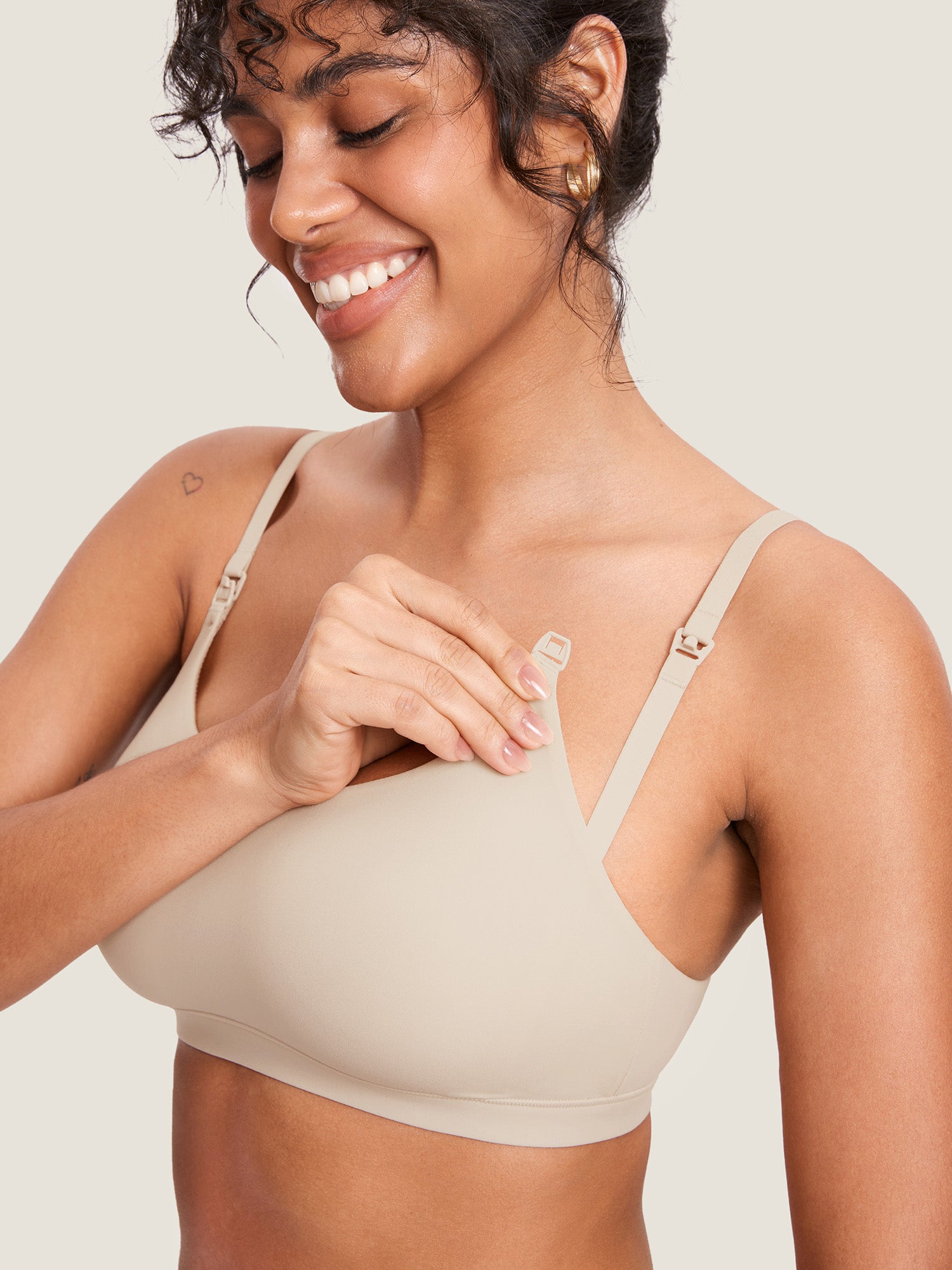 MOMANDA Women's Inbarely® Scoop Nursing Bra Flax Beige
