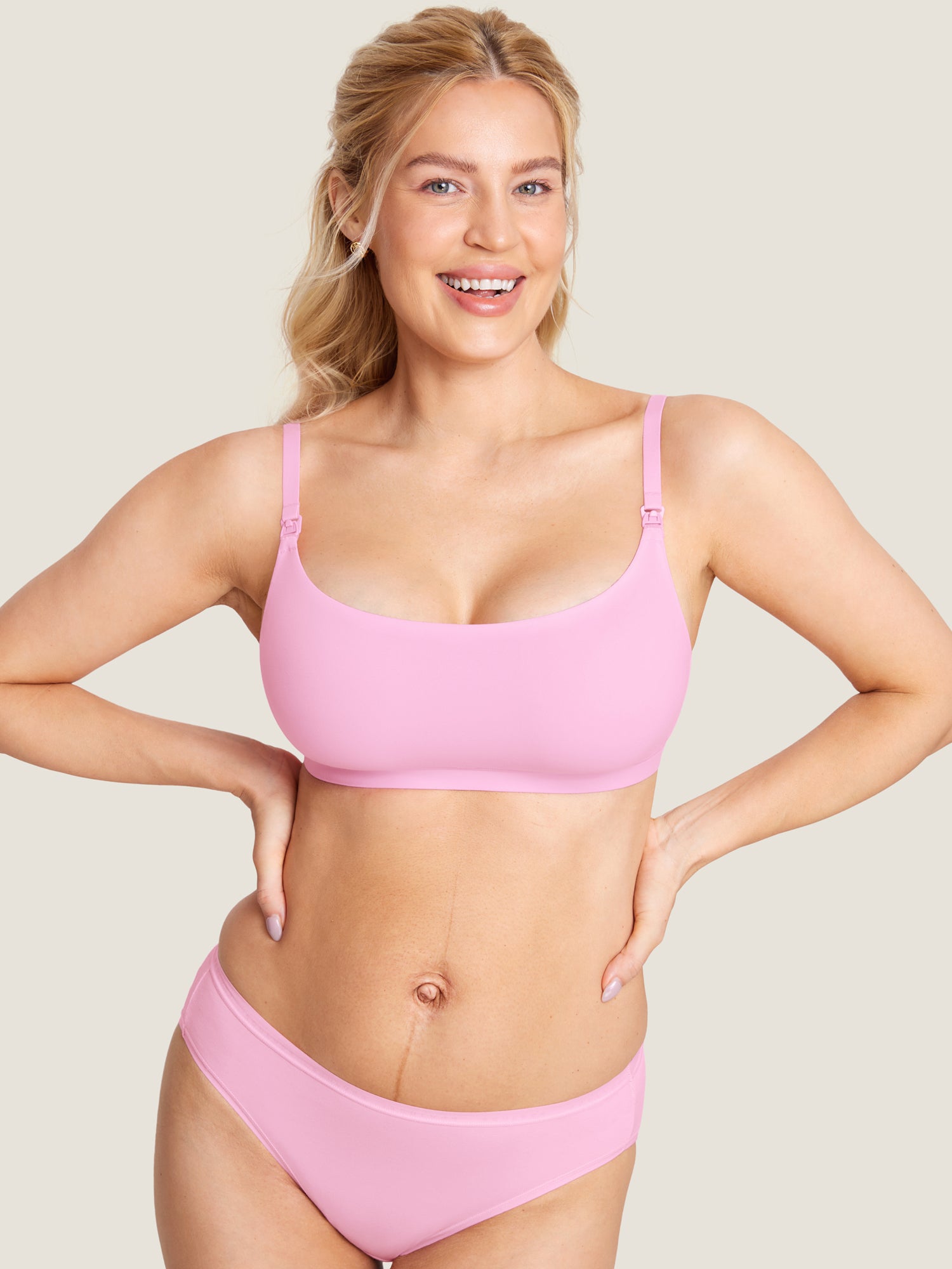 MOMANDA Women's Inbarely® Scoop Nursing Bra Candy Pink